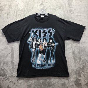 Vintage KISS Shirt Mens XL Black Farewell Tour 1973-2000 Double Sided 00s Rock